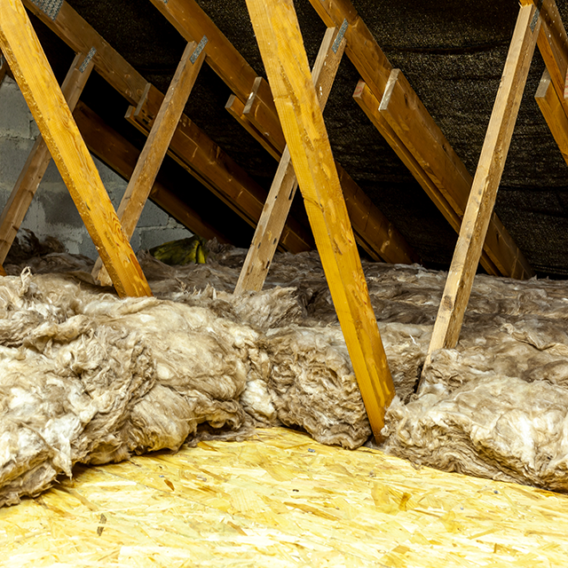 Rockwool attic insulation in an attic